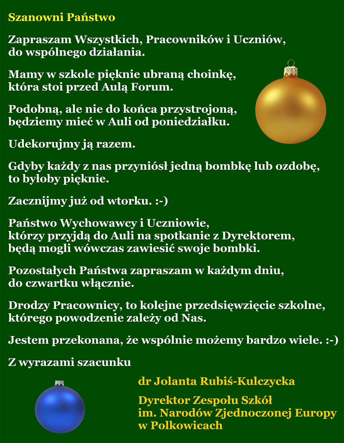 WSPÓLNIE UDEKORUJMY NASZĄ CHOINKĘ