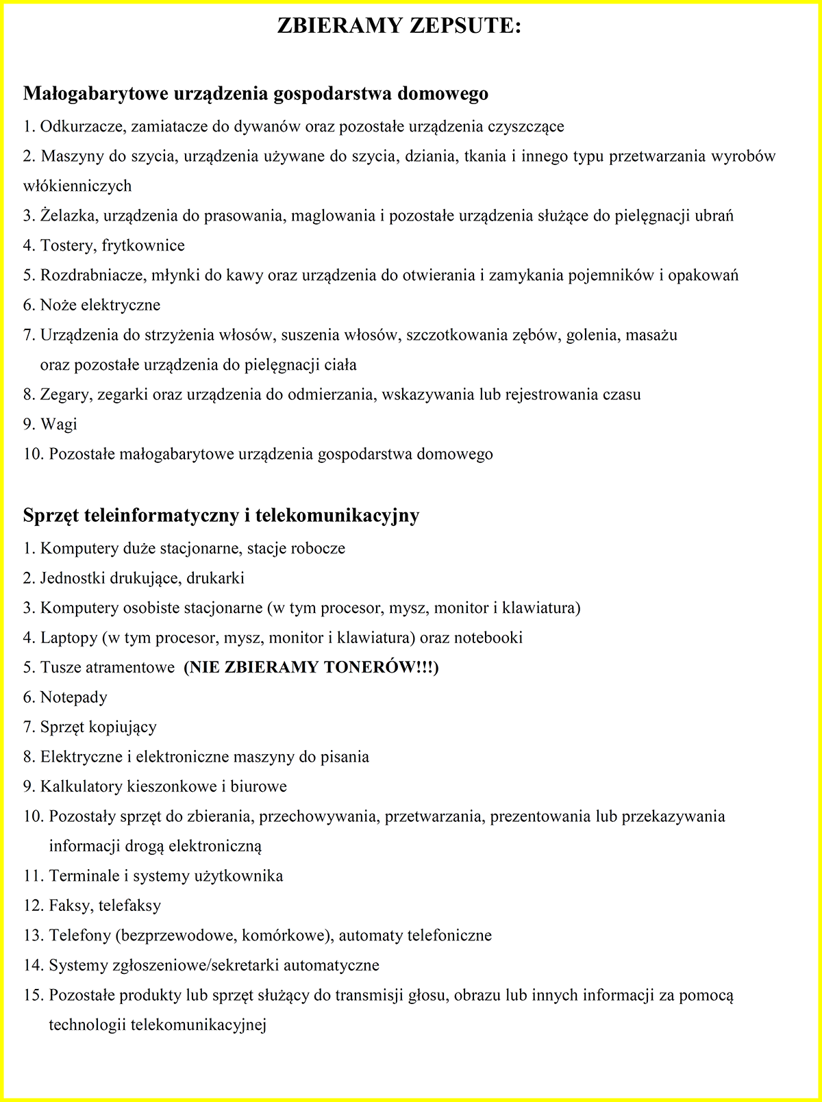 ZBIERAMY ELEKTROŚMIECI
