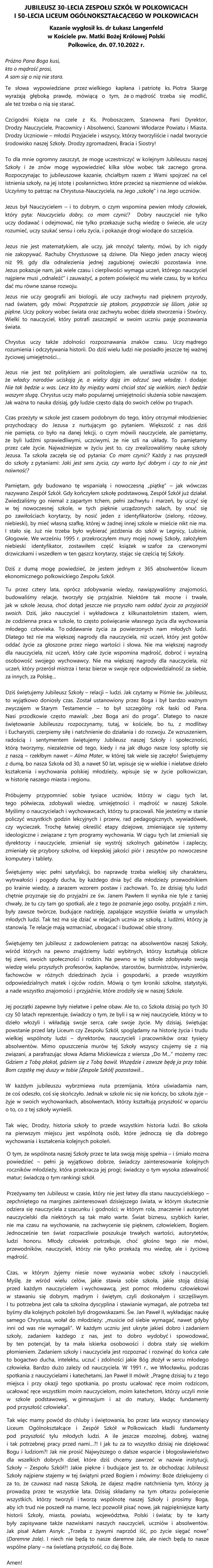 W SZKOLE NIC SIĘ NIE KOŃCZY, BO SZKOŁA ŻYJE