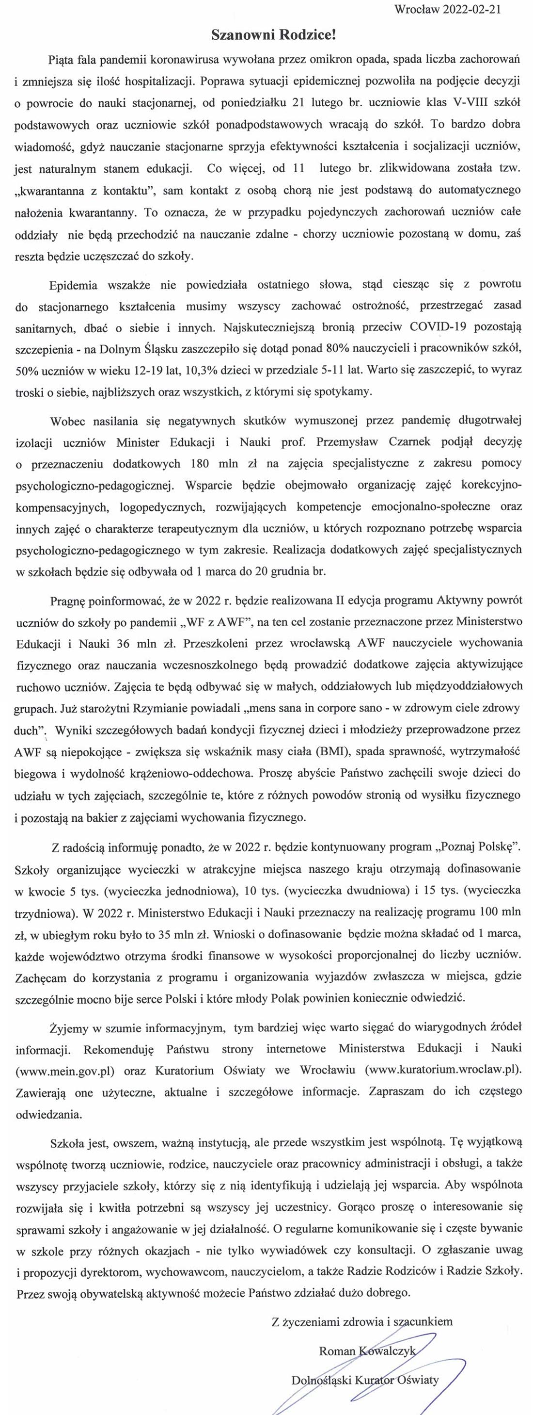 list-do-rodzicow
