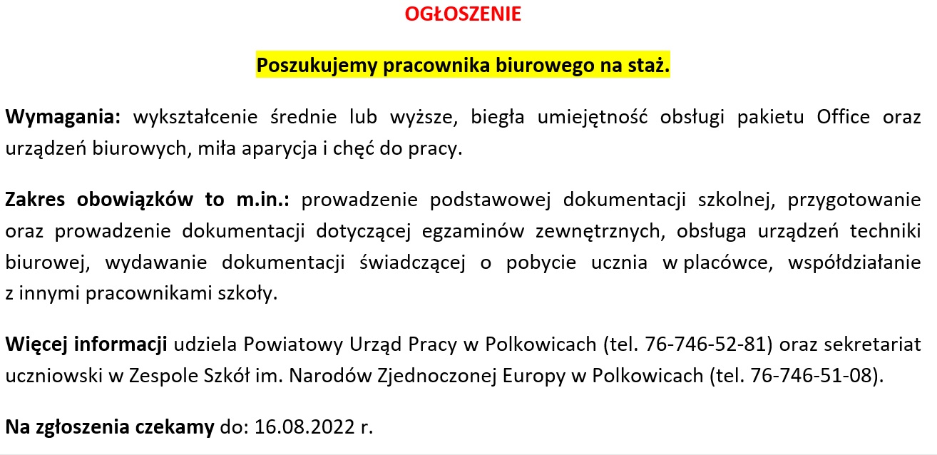 OGŁOSZENIE