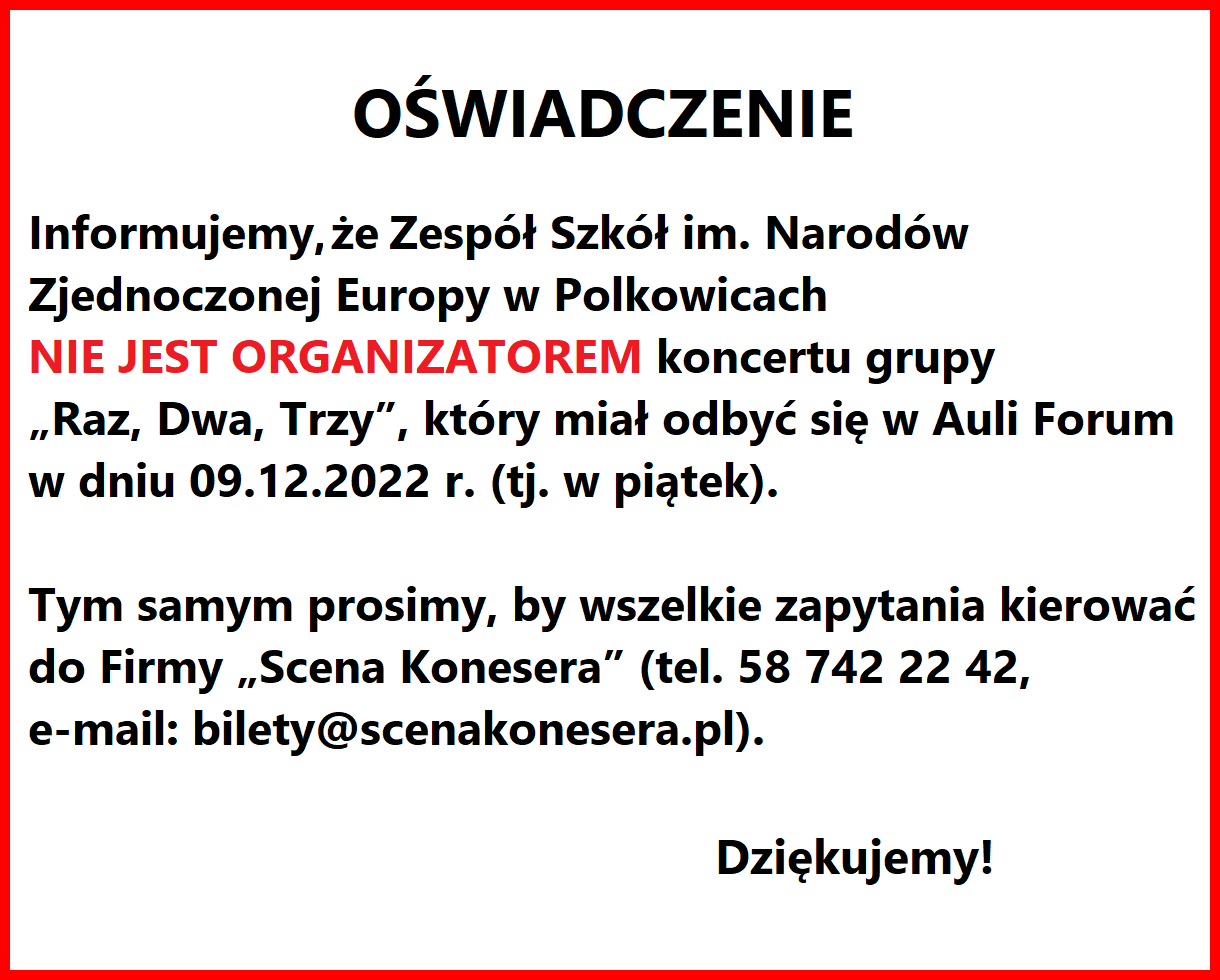 OŚWIADCZENIE