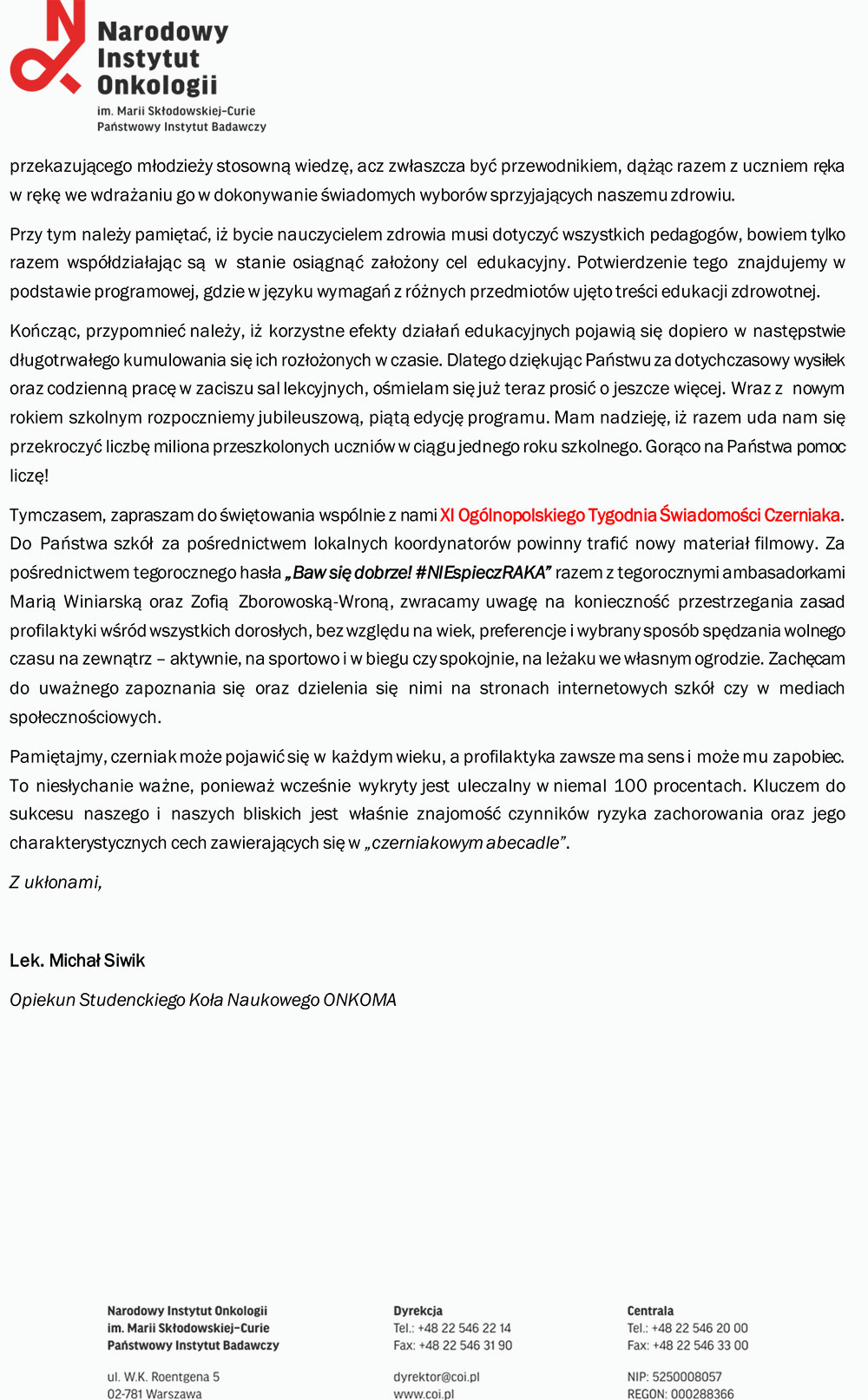 BO WASZE I NASZE ZDROWIE JEST NAJWAŻNIEJSZE