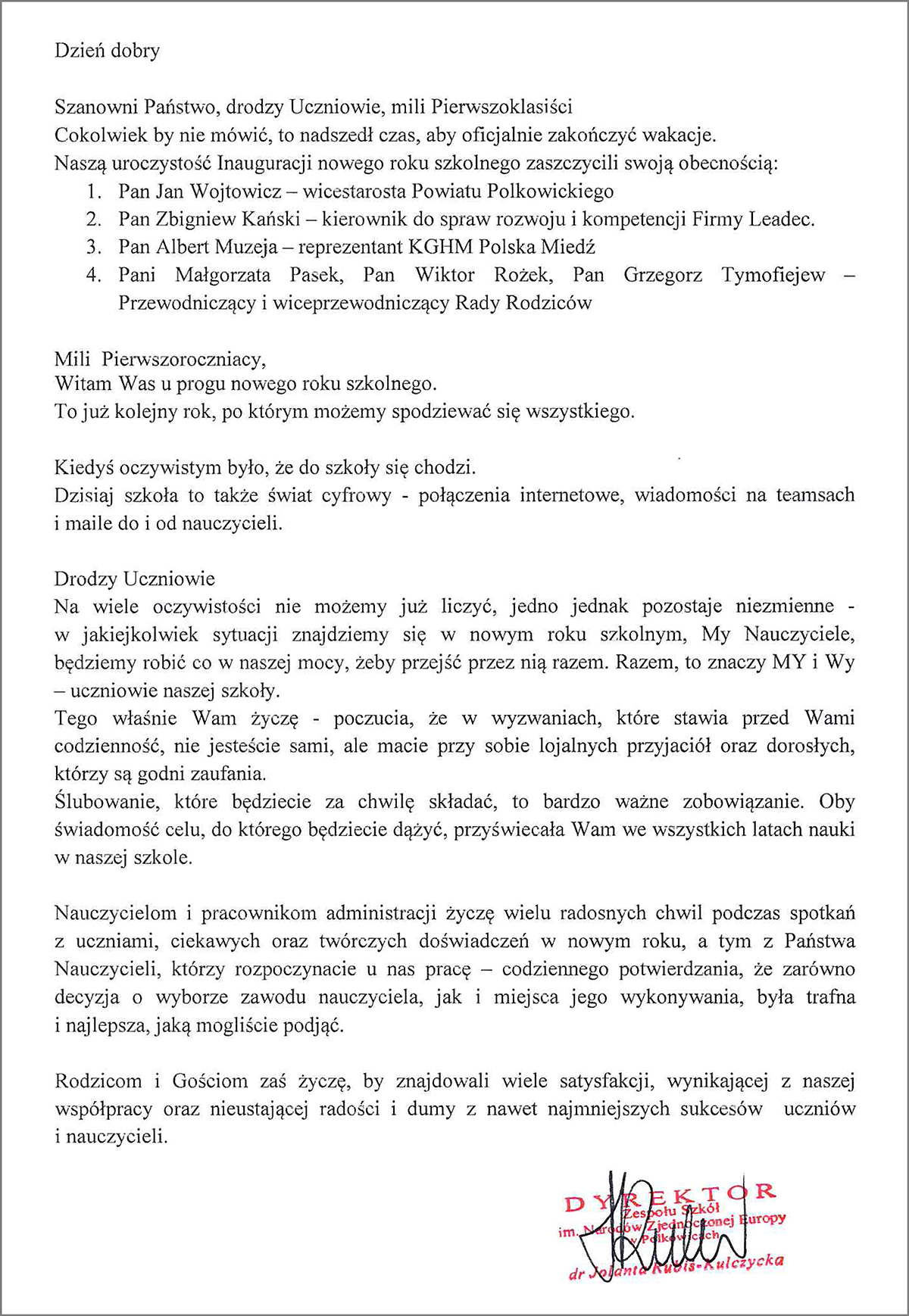 UROCZYSTA INAUGURACJA ROKU SZKOLNEGO