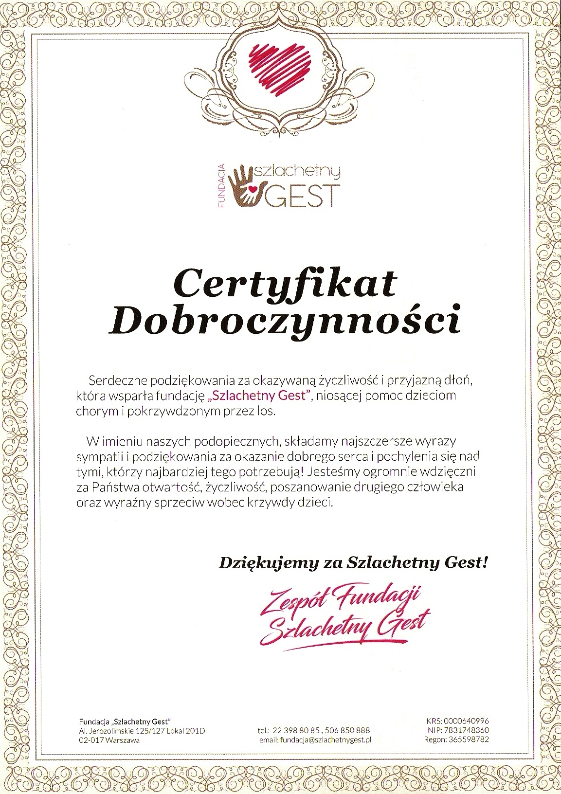 certyfikat