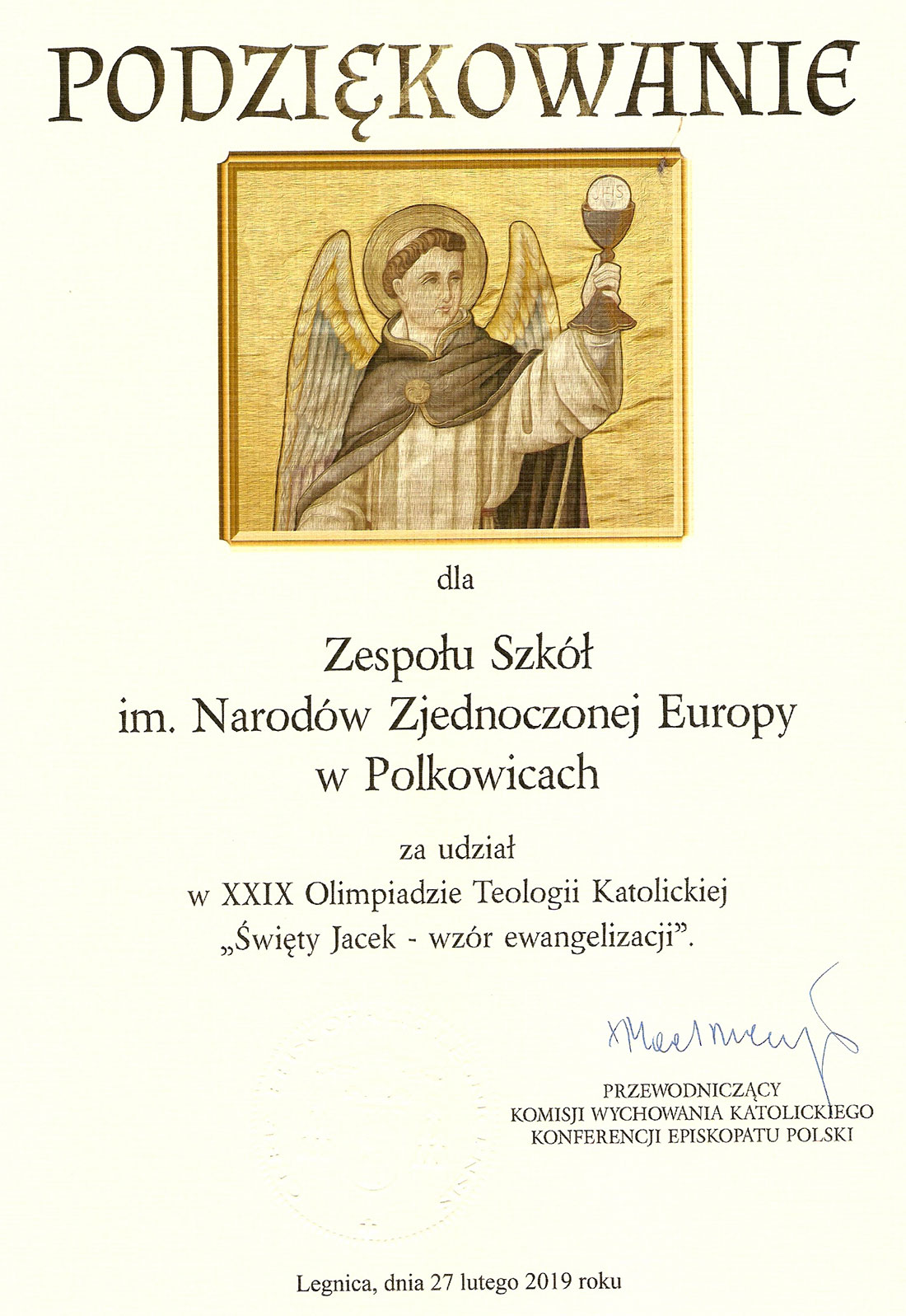 podziekowanie sw jacek