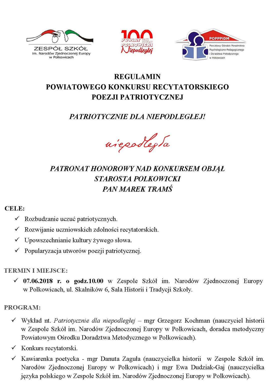 regulamin niepodległa 