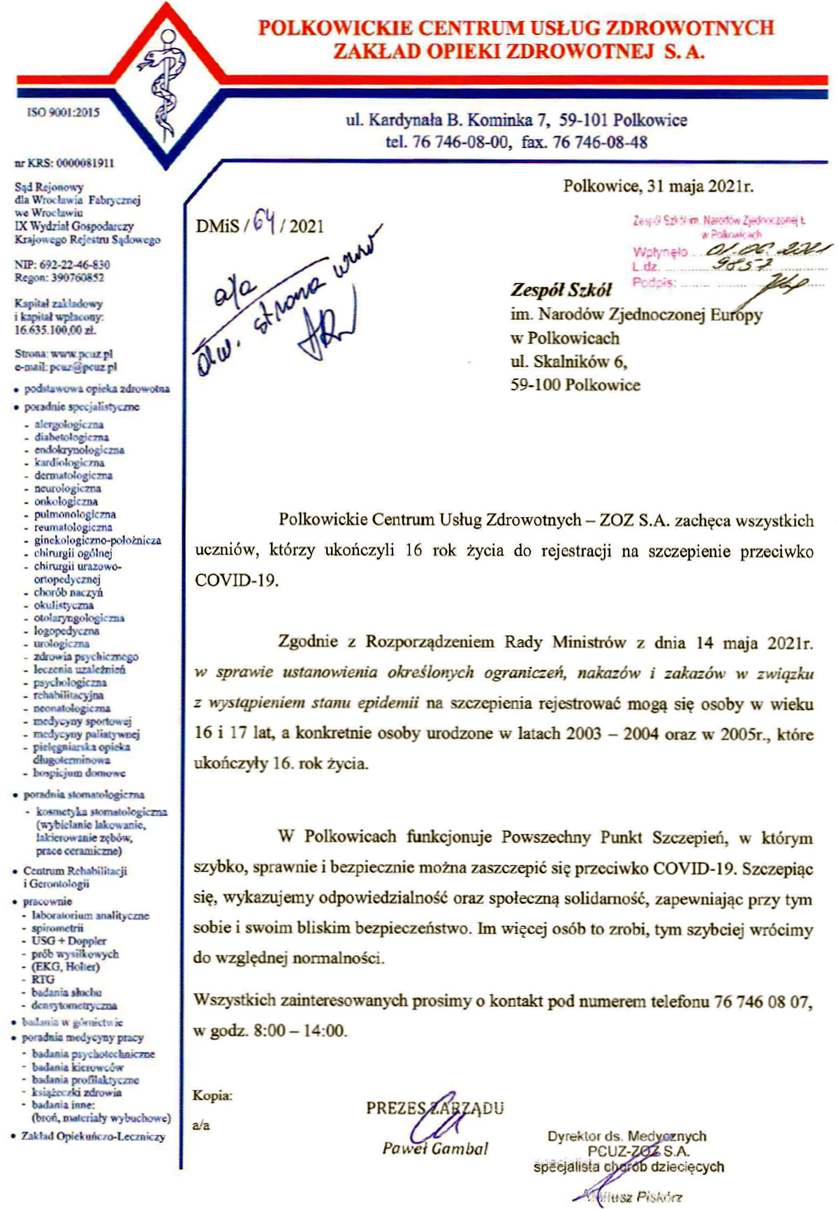 SZCZEPIENIE PRZECIWKO COVID-19