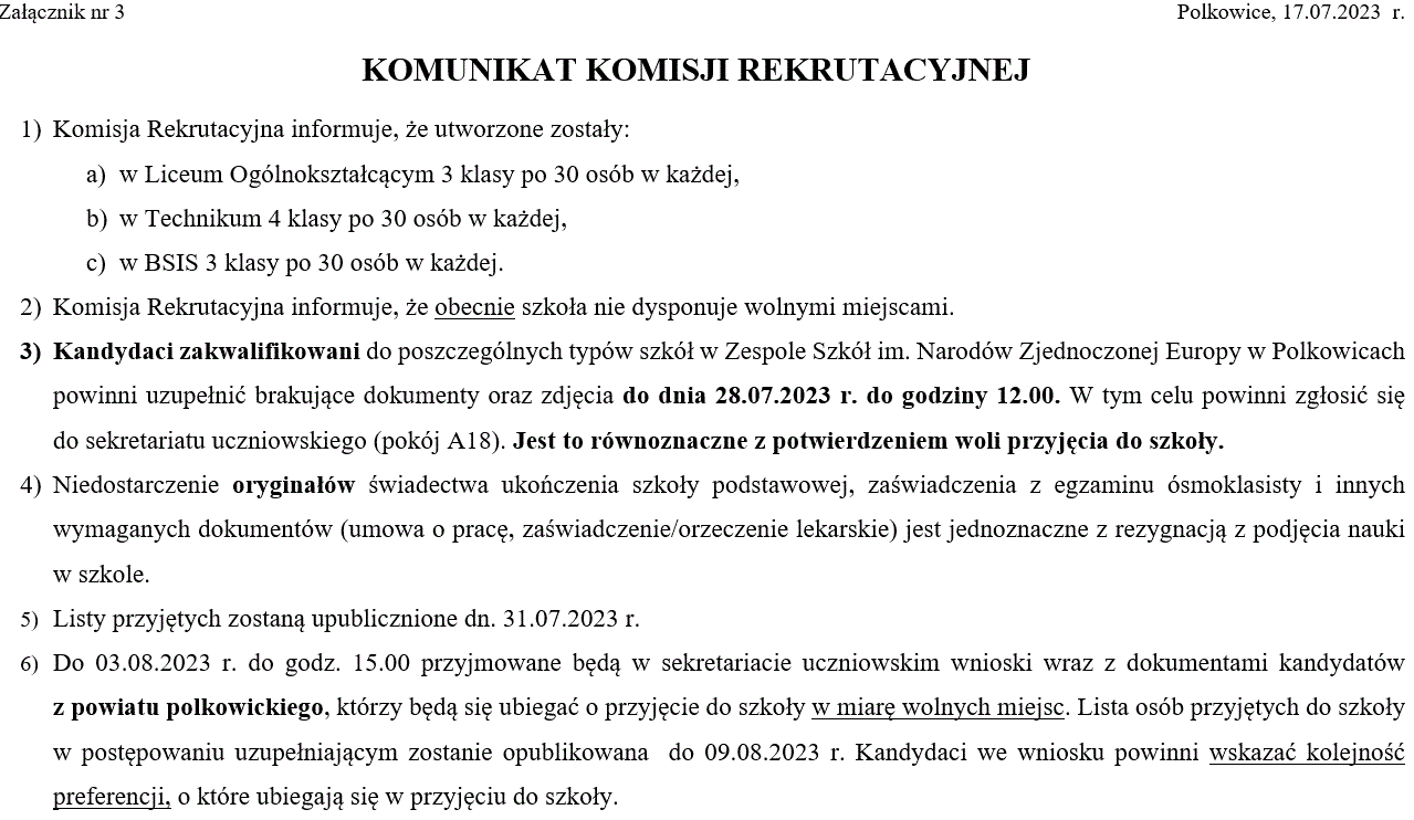 OGŁOSZENIE