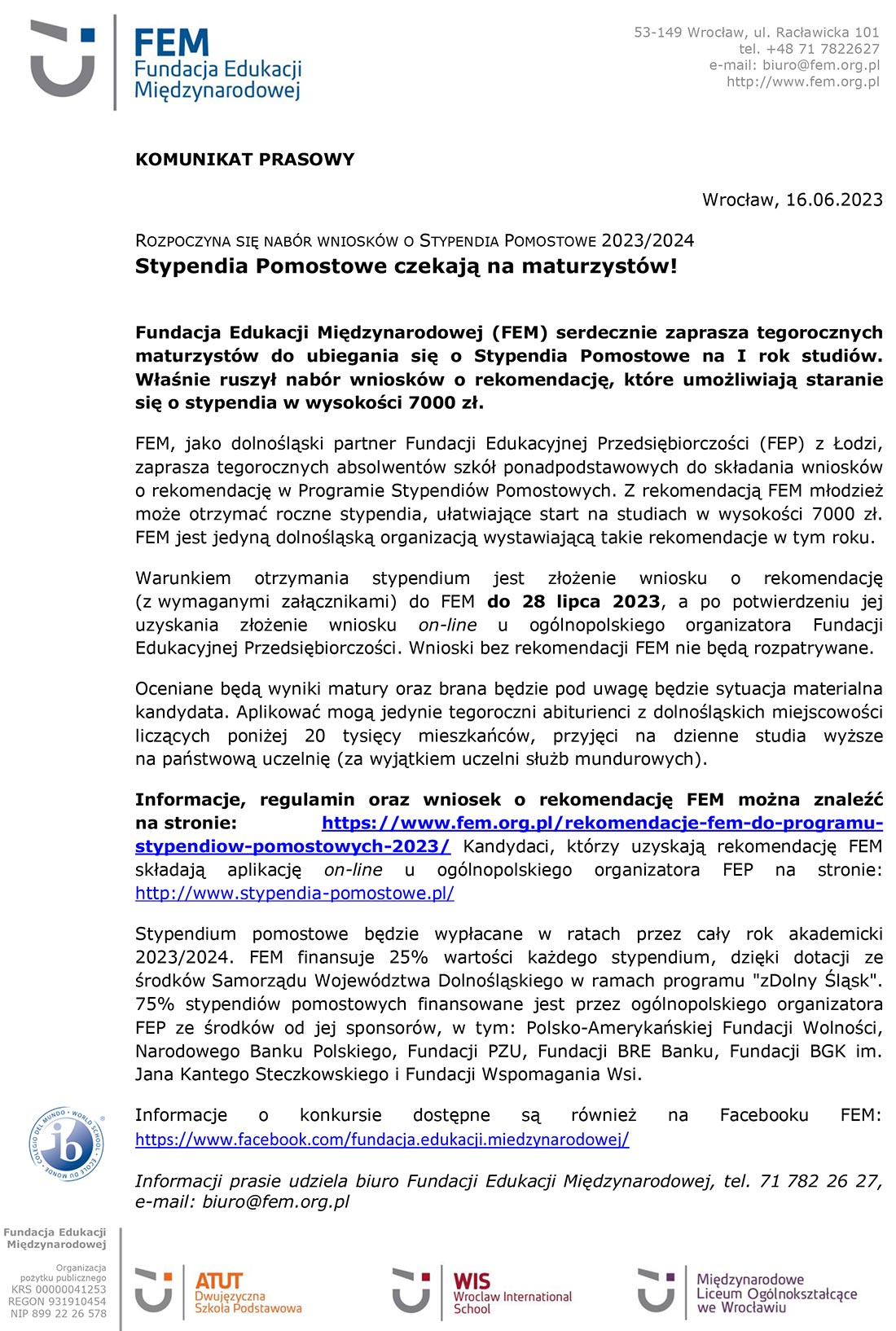 STYPENDIA POMOSTOWE