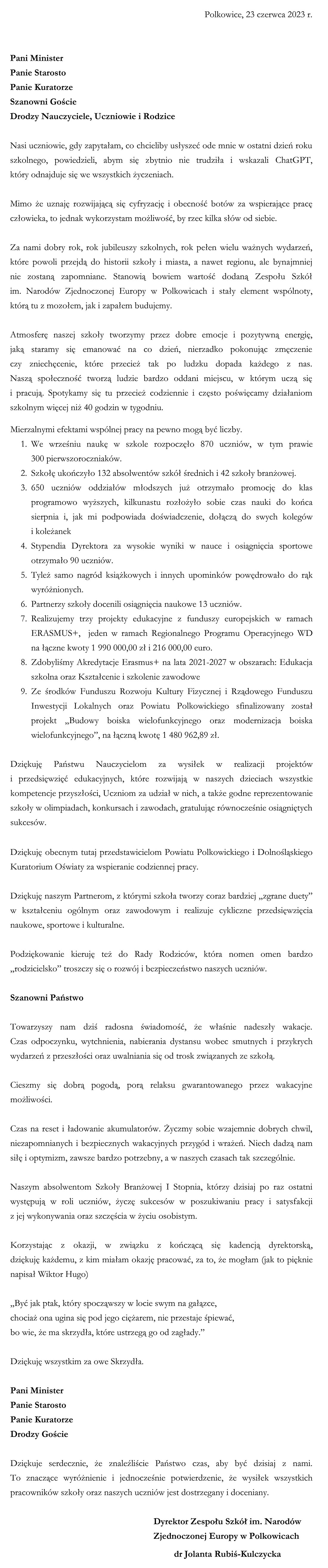 DOLNOŚLĄSKIE ZAKOŃCZENIE ROKU SZKOLNEGO
